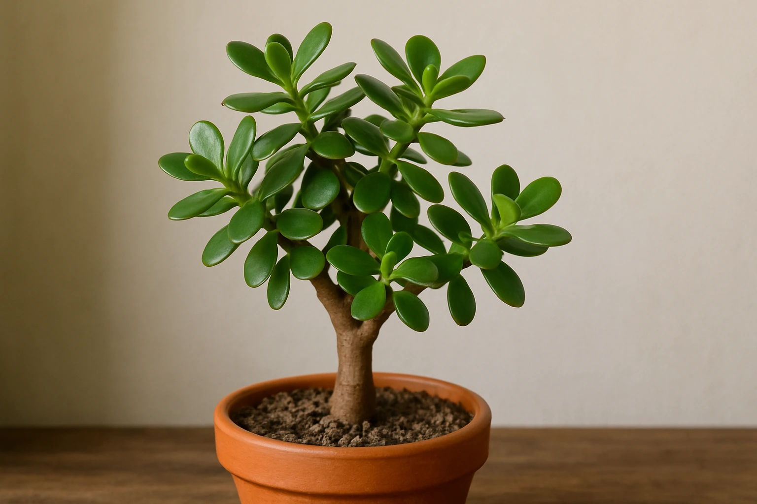Crassula ovata en pot, plante de jade au feuillage charnu idéale pour une culture en intérieur ou en jardin sec