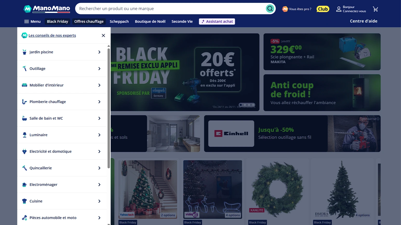 page d'accueil Manomano.fr