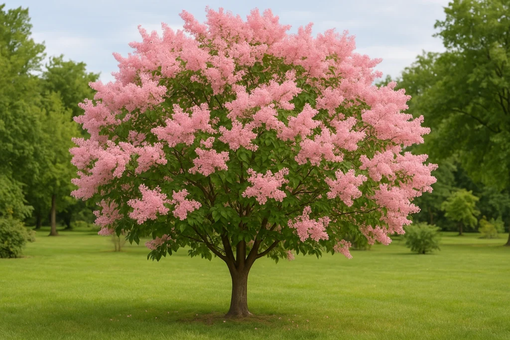 Lilas japonais rose en pleine floraison