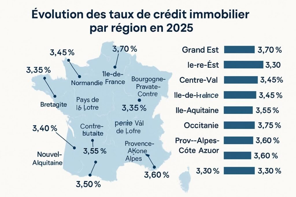 évolution des taux crédit immobilier par région en 2025