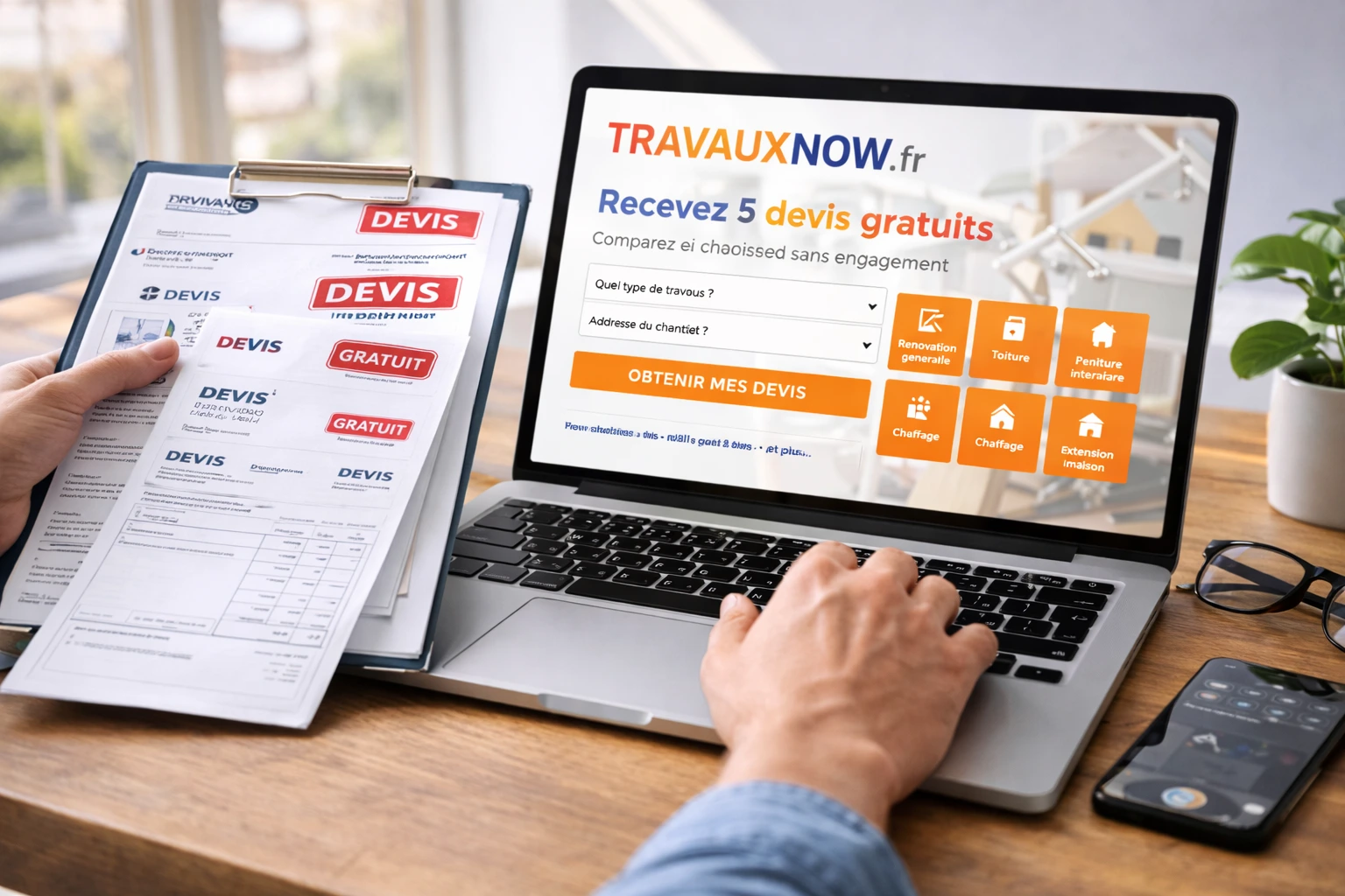 5 devis gratuit travauxnow.fr