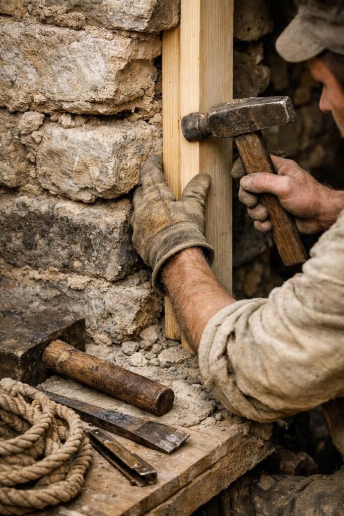 jambage mur en pierre