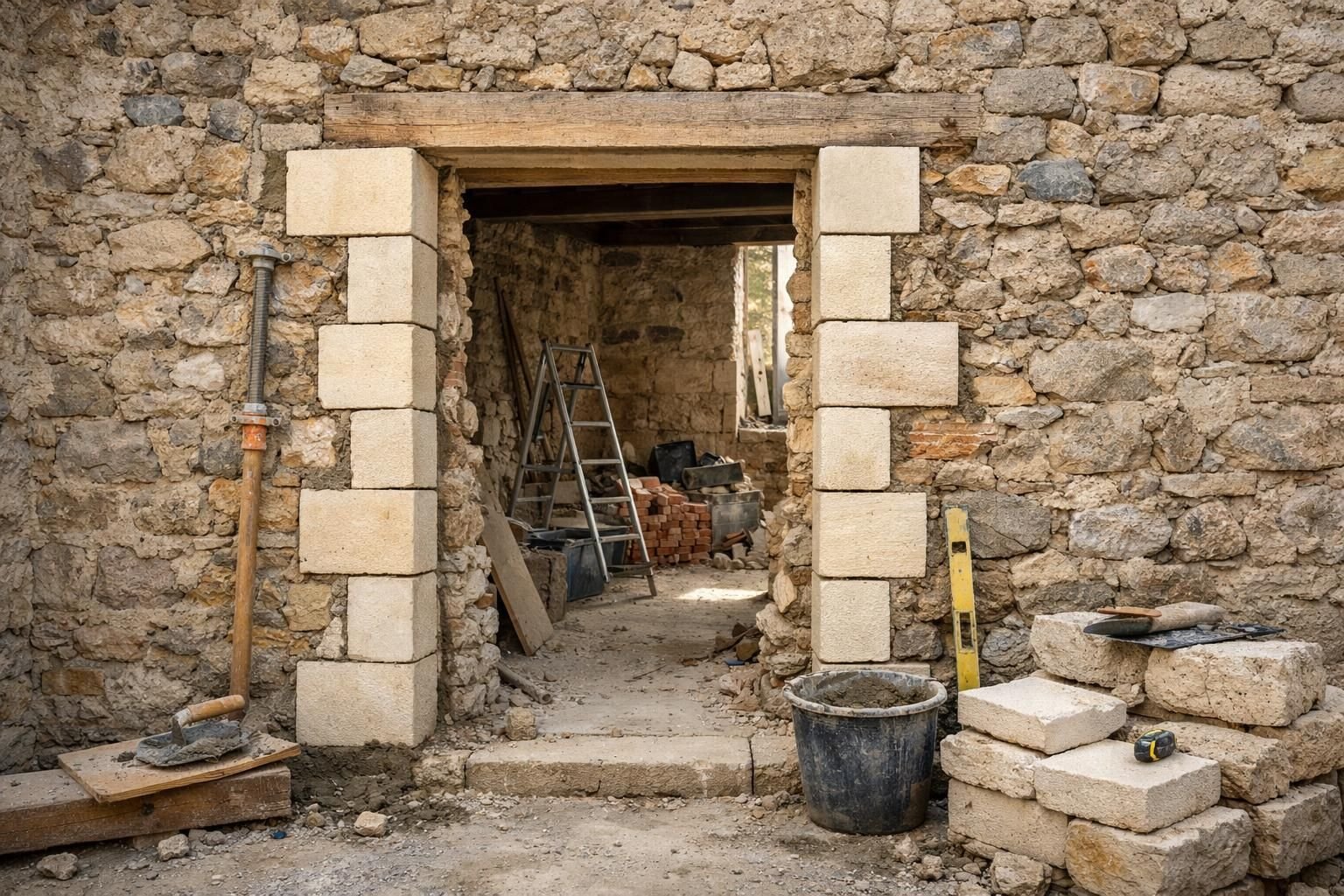 jambage ouverture mur en pierre