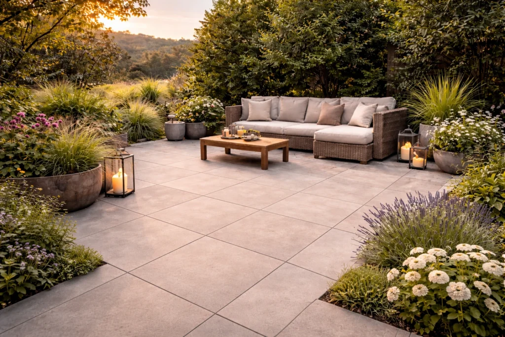 Terrasse en carrelage extérieur grès cérame antidérapant