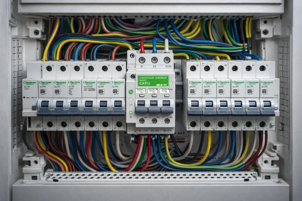 branchement contacteur jour nuit triphasé