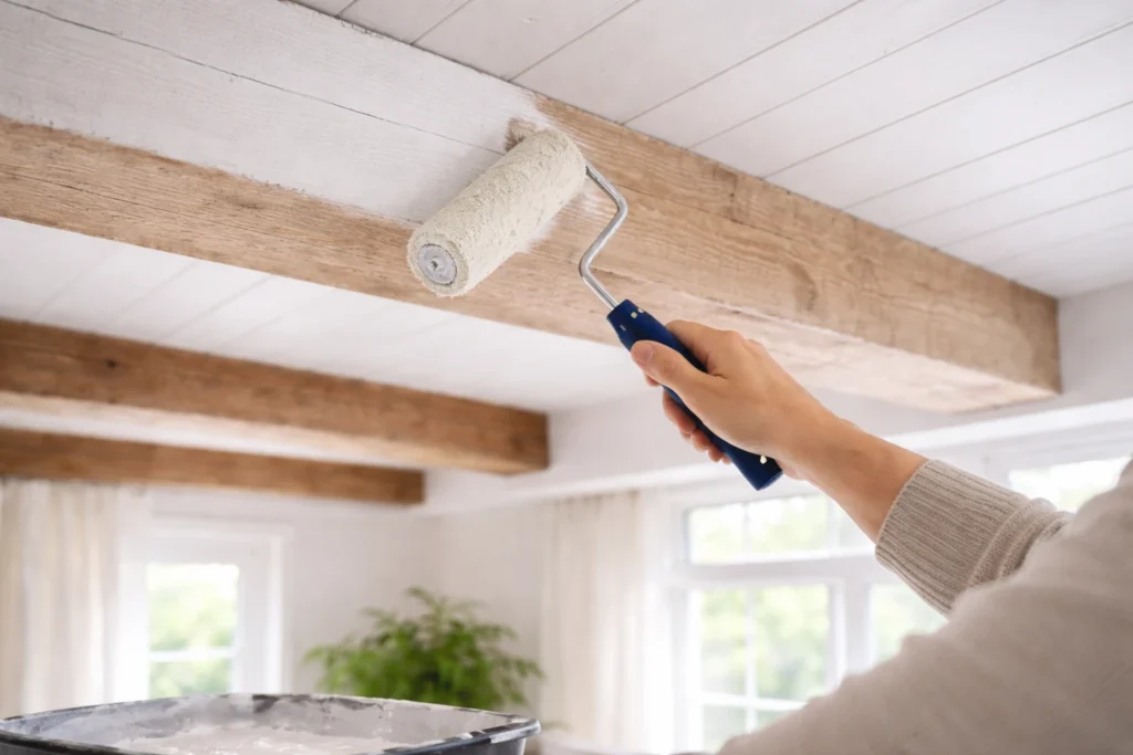 peindre poutre rouleau sans poncer