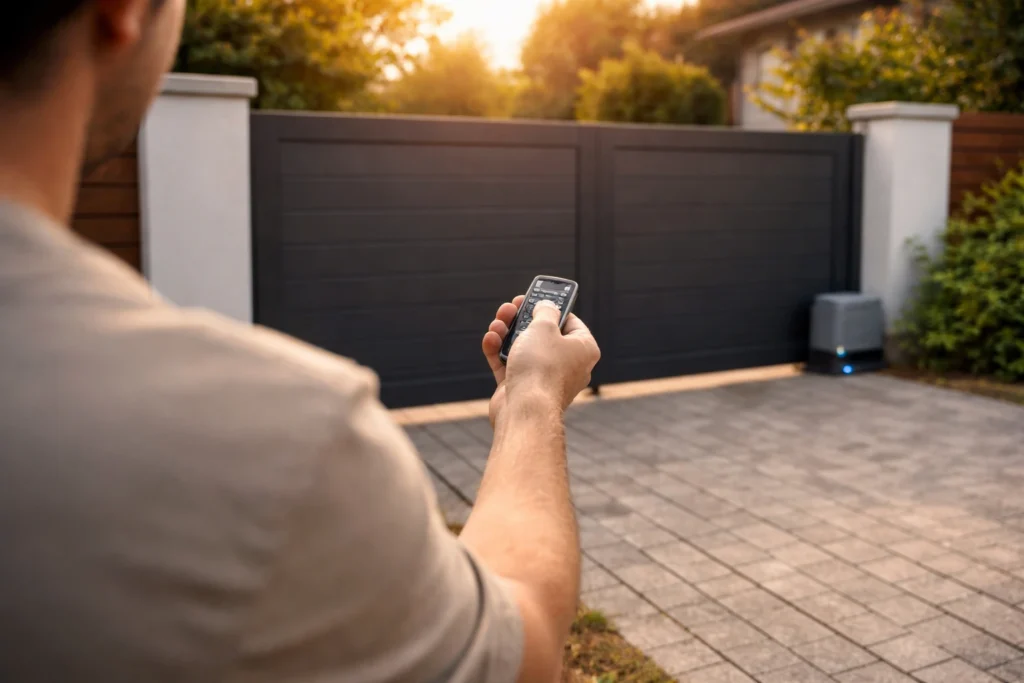 Contrôle de portail moderne en soirée