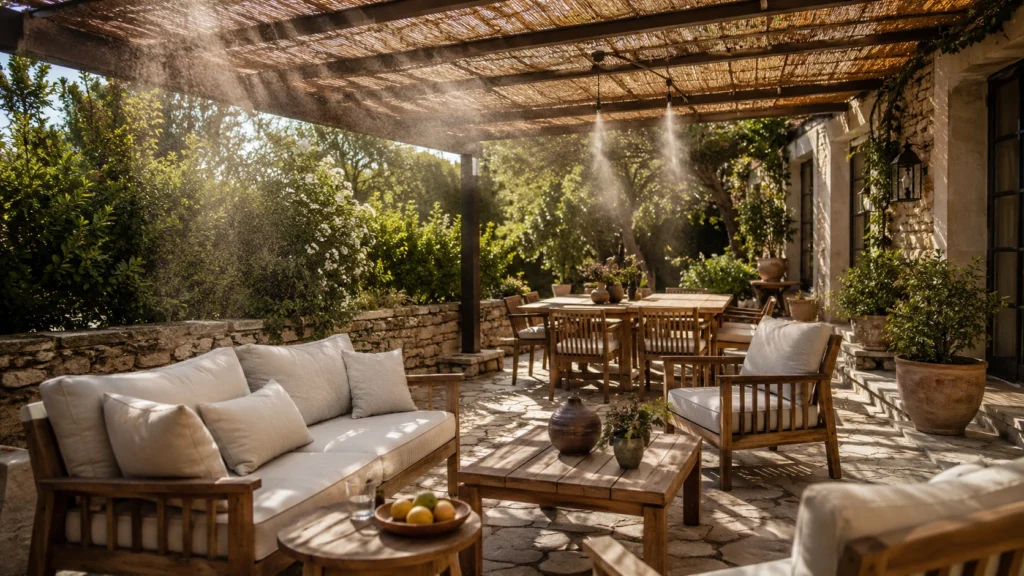 brumisateur de jardin installé sur une terrasse