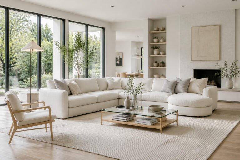 Salon moderne canape blanc luxueux
