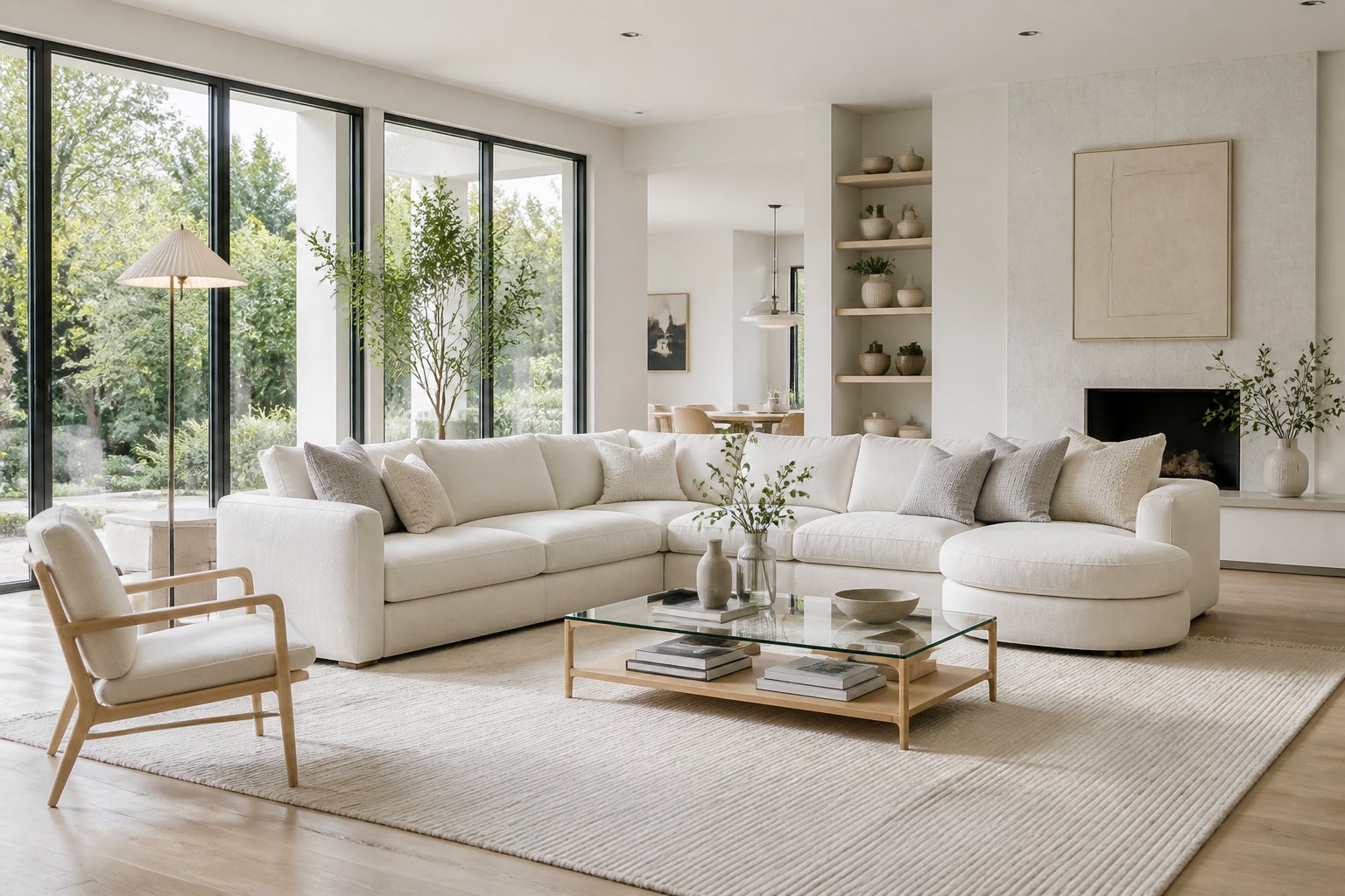 Salon moderne canape blanc luxueux