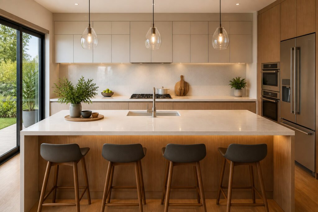 Cuisine moderne et elegante avec comptoir en quartz