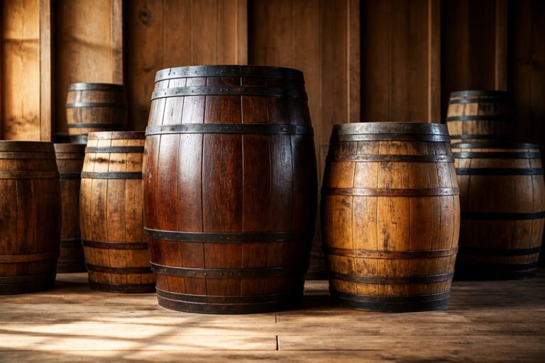 Collection de tonneaux en bois