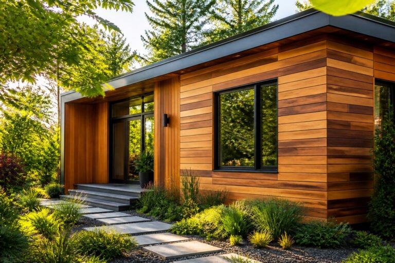 Facade de maison moderne en bois