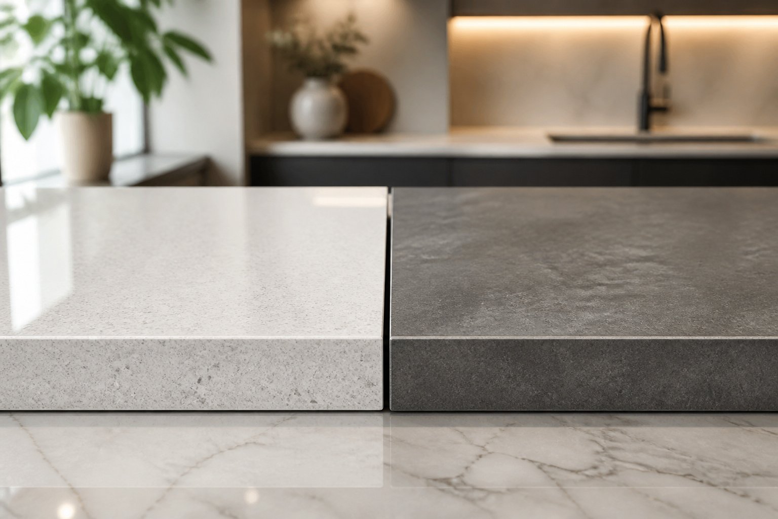 Comparaison de materiaux de comptoir modernes