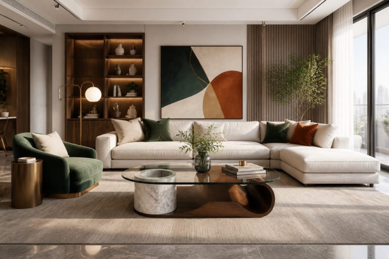 Salon moderne et elegant avec table basse design